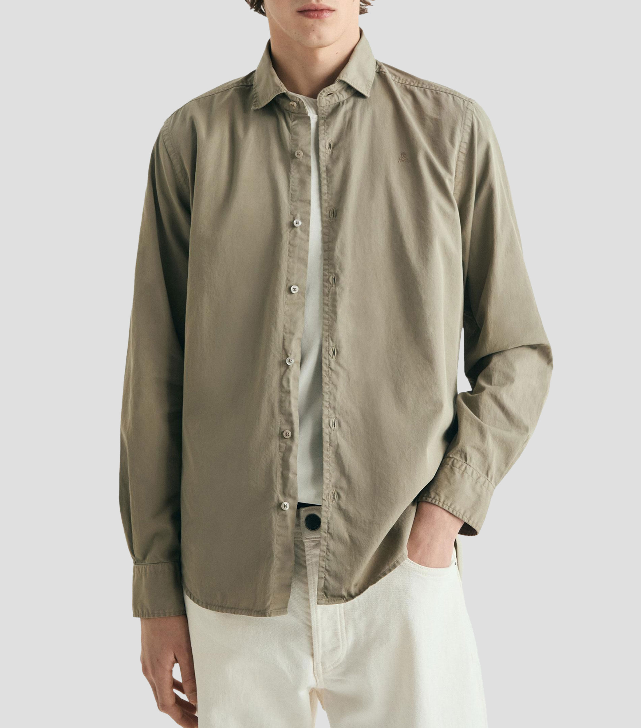 Camisa lisa manga larga Hombre